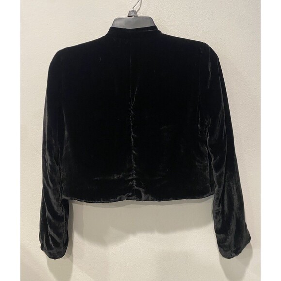 Reformation Black Velvet Cropped Bolero Jacket Open Front Whimsigoth Sz XS - Picture 7 of 8